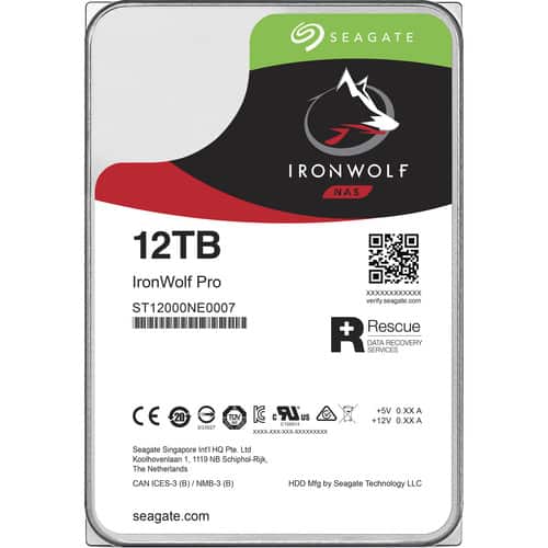 Disque dur NAS interne Seagate 12 To IronWolf Pro 7200 tr / min SATA III 3,5 po