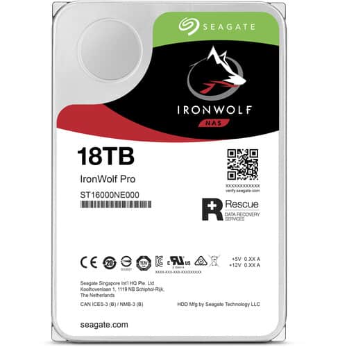 Disque dur NAS interne Seagate 18 To IronWolf Pro SATA III 3,5 po (vente au détail)