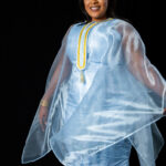 Ensemble Cape organza+ robe droite BAOWAN